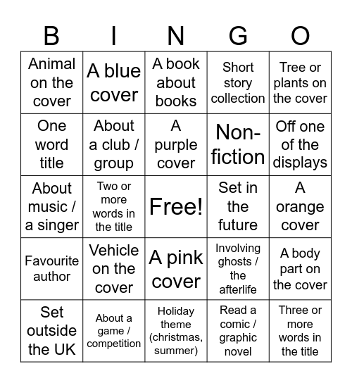 Bookish Bingo Card