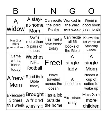 Getting to Know You Bingo Card