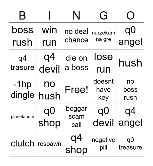 the saac Bingo Card