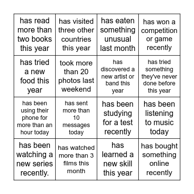 Find someone who.... Bingo Card