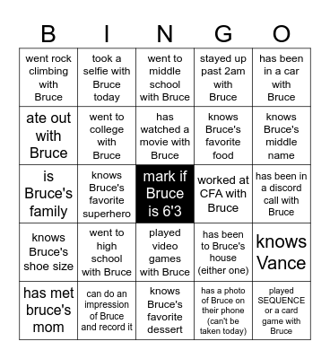 < BRUCIE BINGO > Bingo Card