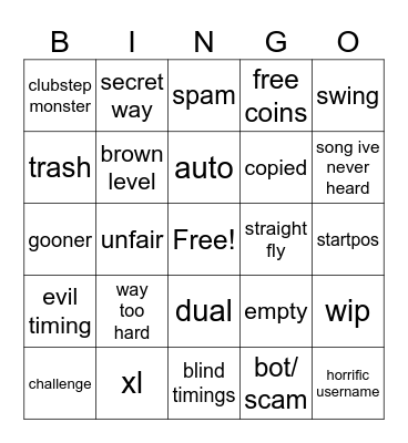 recent tab Bingo Card