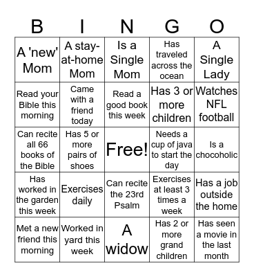 Getting to Know You Bingo Card