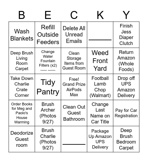 14 DAY BINGO (SEP 19 - OCT 3) Bingo Card