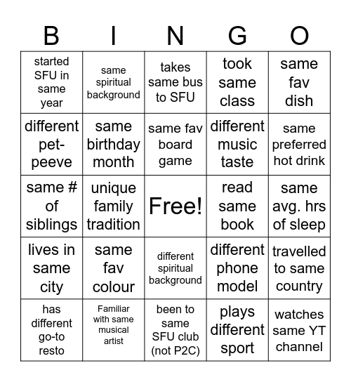 Fa26 Kickoff Bingo Card