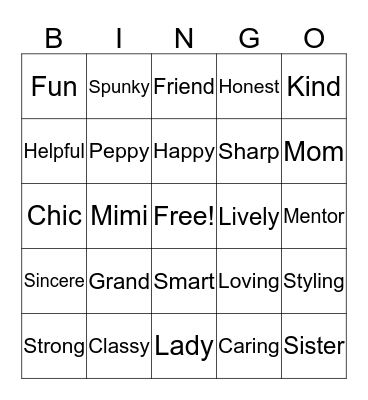 Our Birthday Girl Bingo Card