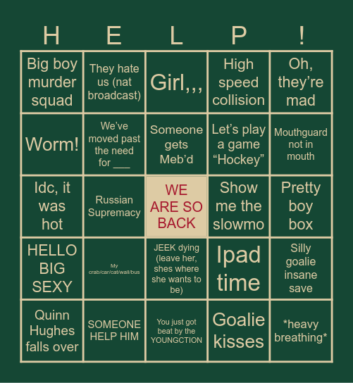 MINNESOTA WILD HOCKEY Bingo Card