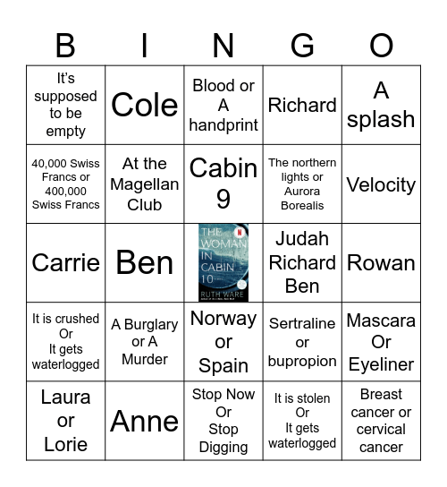 The Woman In Cabin 10 Bingo Card
