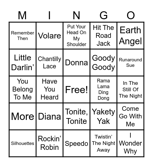Golden Era Bingo Card