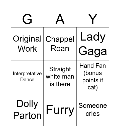 Queer Bingo Card