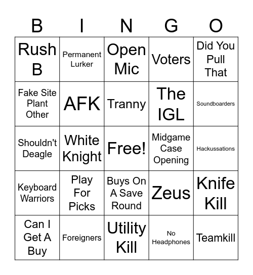 Cs2 bingo Card