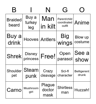 RenFest Bingo Card