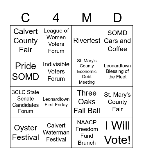District 29 Bingo Card