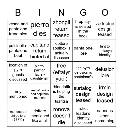 7.1 Bingo Card