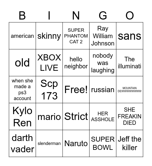 YO MAMA RANDOMIZER BINGO Card