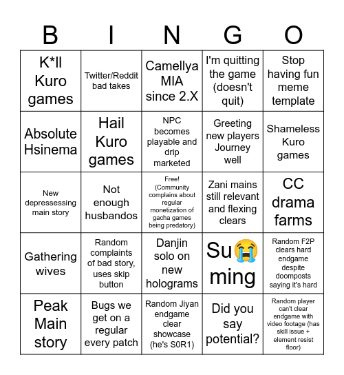 Wuwa 3.7 Bingo Card