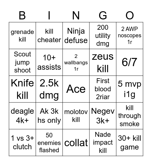 Cs2 lookout bingo Card