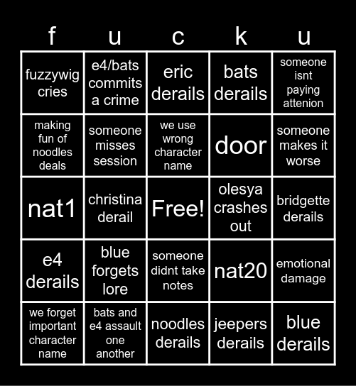 Blues campaign Bingo Card