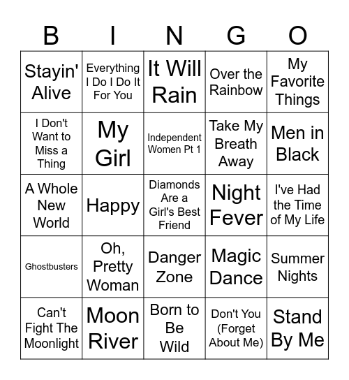Movie Score Sing-Along Bingo Card