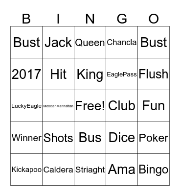 Ama's 2017 Birthday Trip Bingo Card