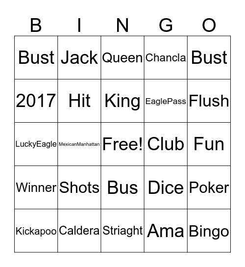 Ama's 2017 Birthday Trip Bingo Card