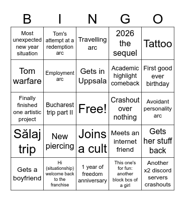 Amalia's 2027 Bingo Card