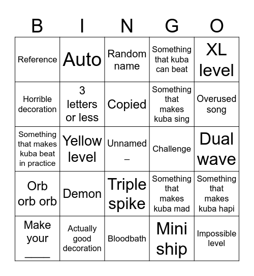 Gd Bingo Card