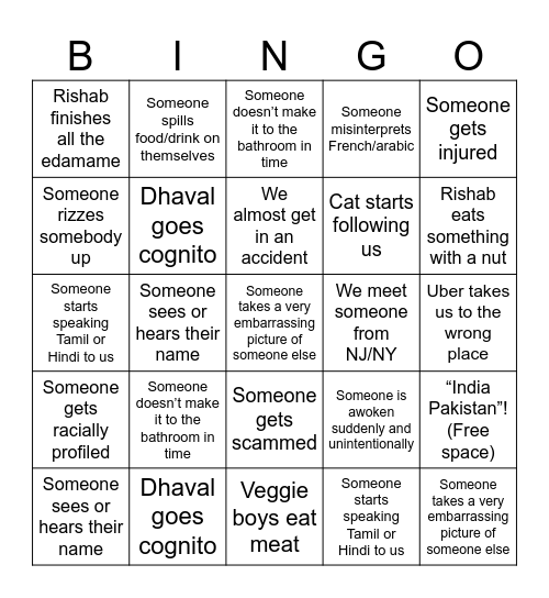 Morocco trip 2026 Bingo Card