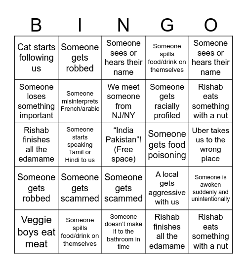 Morocco trip 2026 Bingo Card