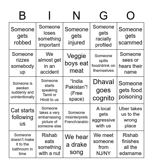 Morocco trip 2026 Bingo Card