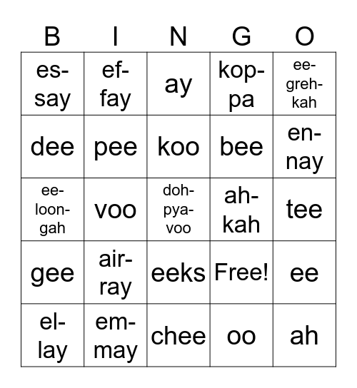 TOMBOLA! L'alfabeto italiano Bingo Card