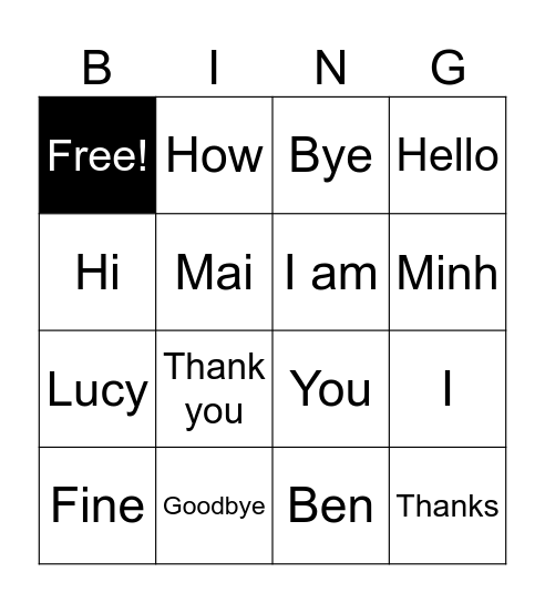 Unit 1 Bingo Card