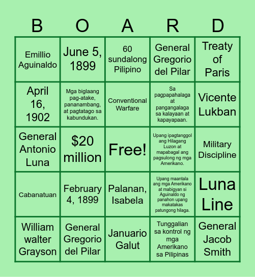 PAGKAMARTIR NI RIZAL Bingo Card