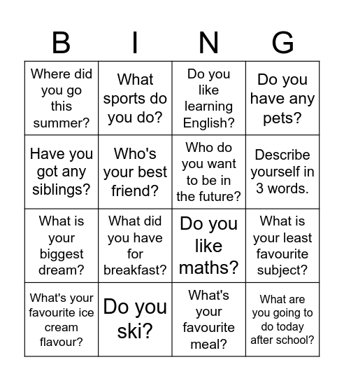 Nice to meet you! - BINGO Card