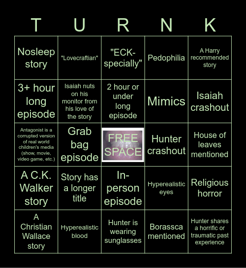 Creepcast Bingo Card