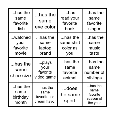 Find Someone Who... Bingo Card