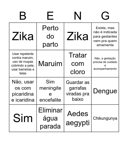 Bingo da prevenção Bingo Card