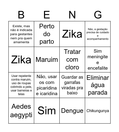 Bingo da prevenção Bingo Card
