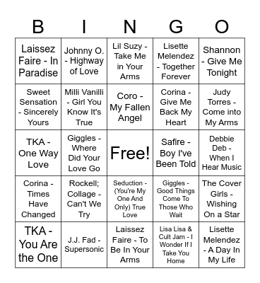 Freestyle Bingo Card