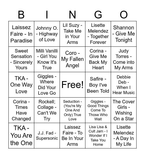 Freestyle Bingo Card