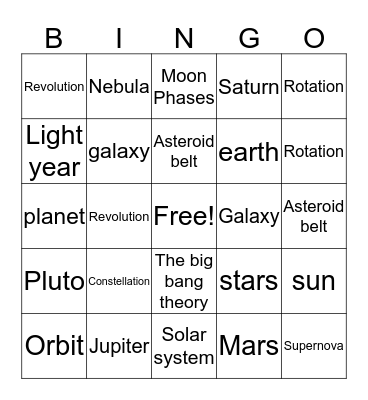 Science bingo Card