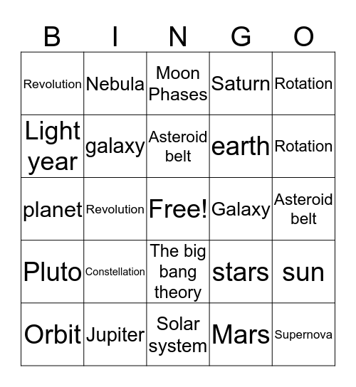 Science bingo Card