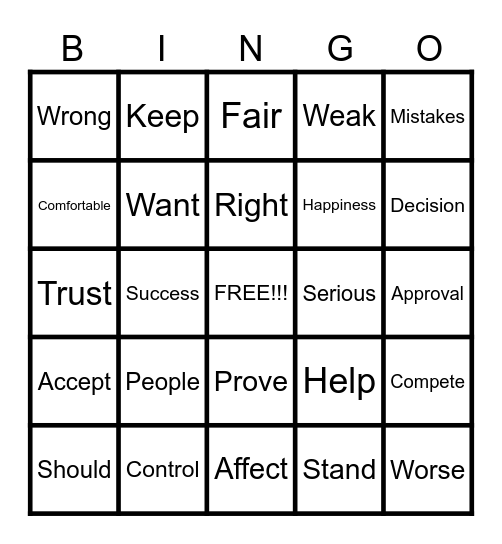 BELIEF MYTHS Bingo Card
