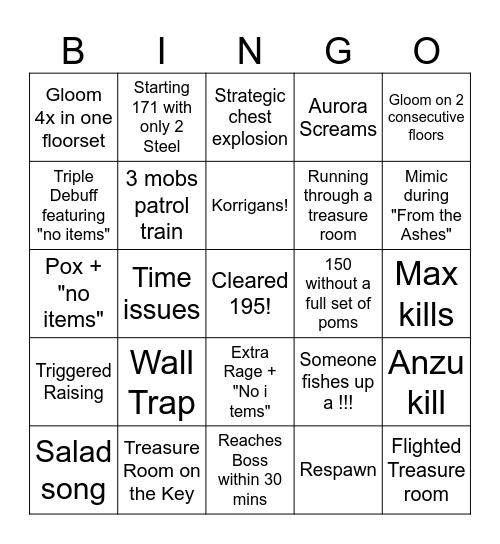 PotD Bingo Card