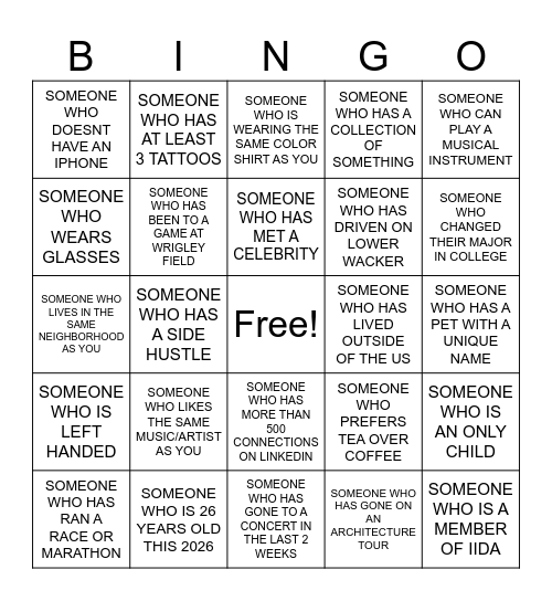 ELID HUMAN BINGO Card