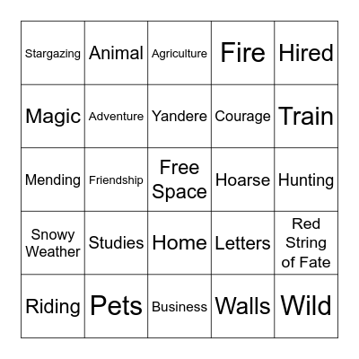 ANS Rare Pair Bingo Card