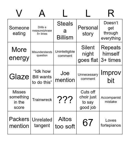 Jeff bingo Card