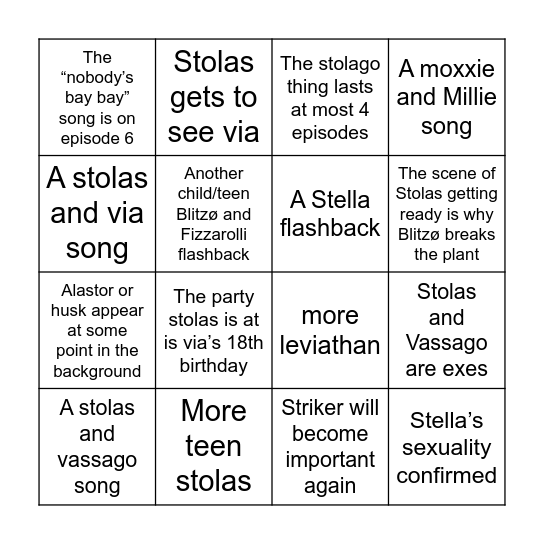 Helluva Boss Season 3 Bingo Card
