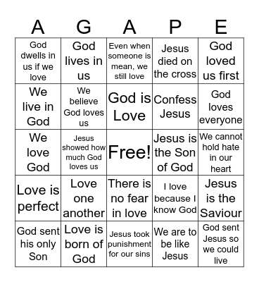 GOD IS LOVE Bingo Card