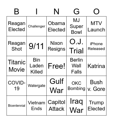 Grandparents Day Bingo Card